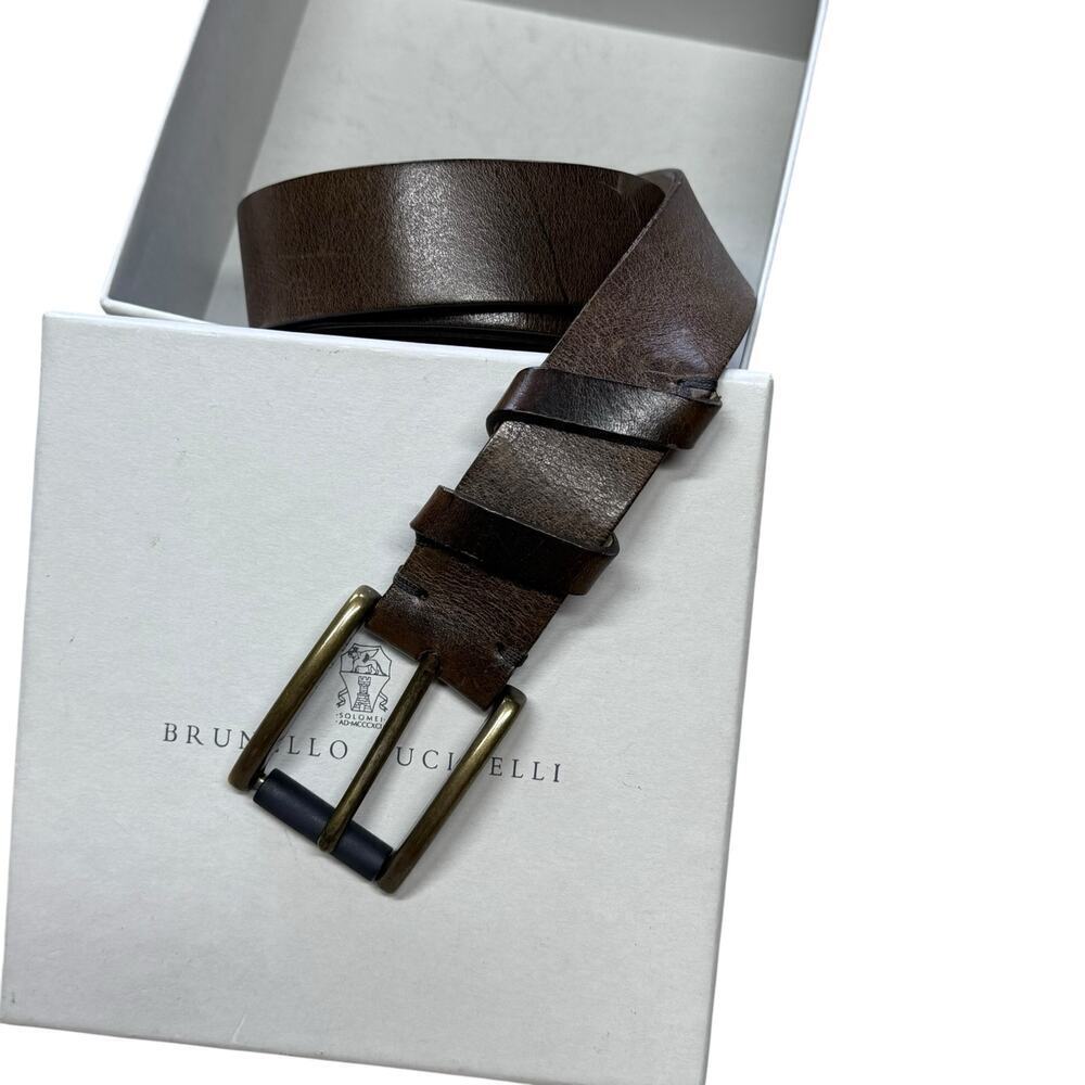 Brunello Cucinelli Brown Leather Belt Small - Picture 2 of 8